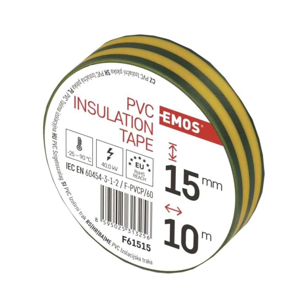 Elektroizolační páska žlutozelená 15 mm × 10 m (PVC)