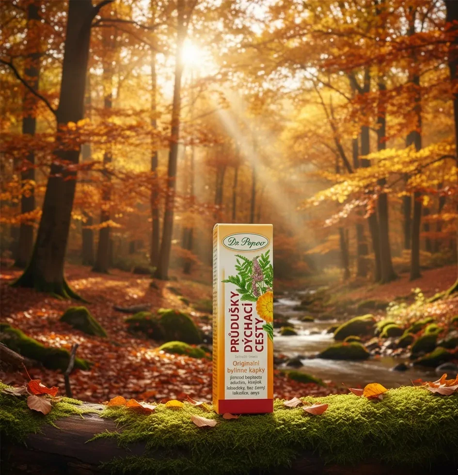 Průdušky – dýchací cesty, originální bylinné kapky, 50 ml Dr. Popov
