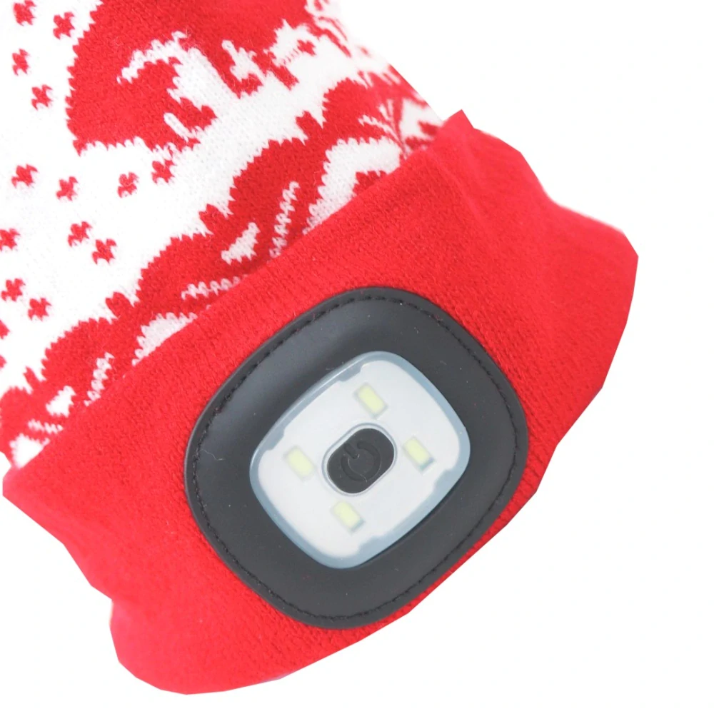 Dětská čepice s LED světlem X-mas Kids, vel. M, červená