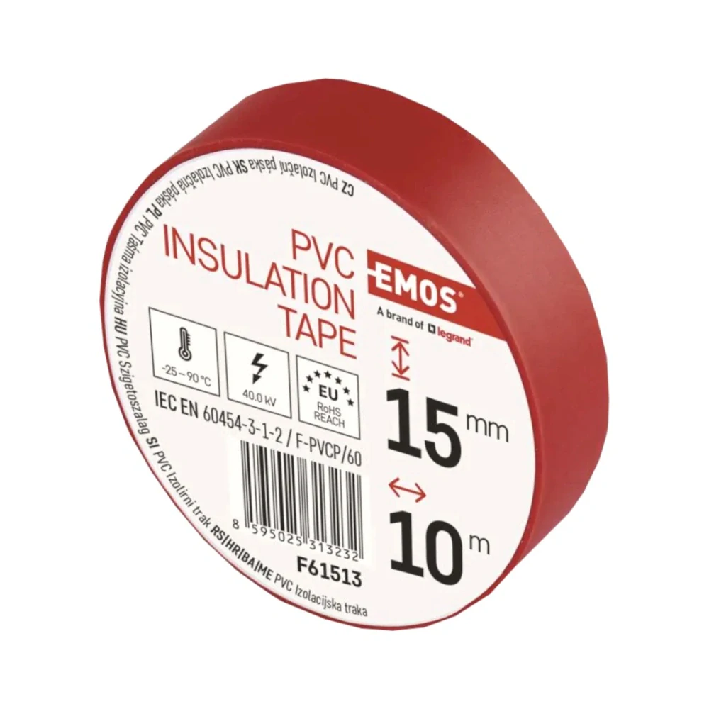 Elektroizolační PVC páska červená 15 mm × 10 m