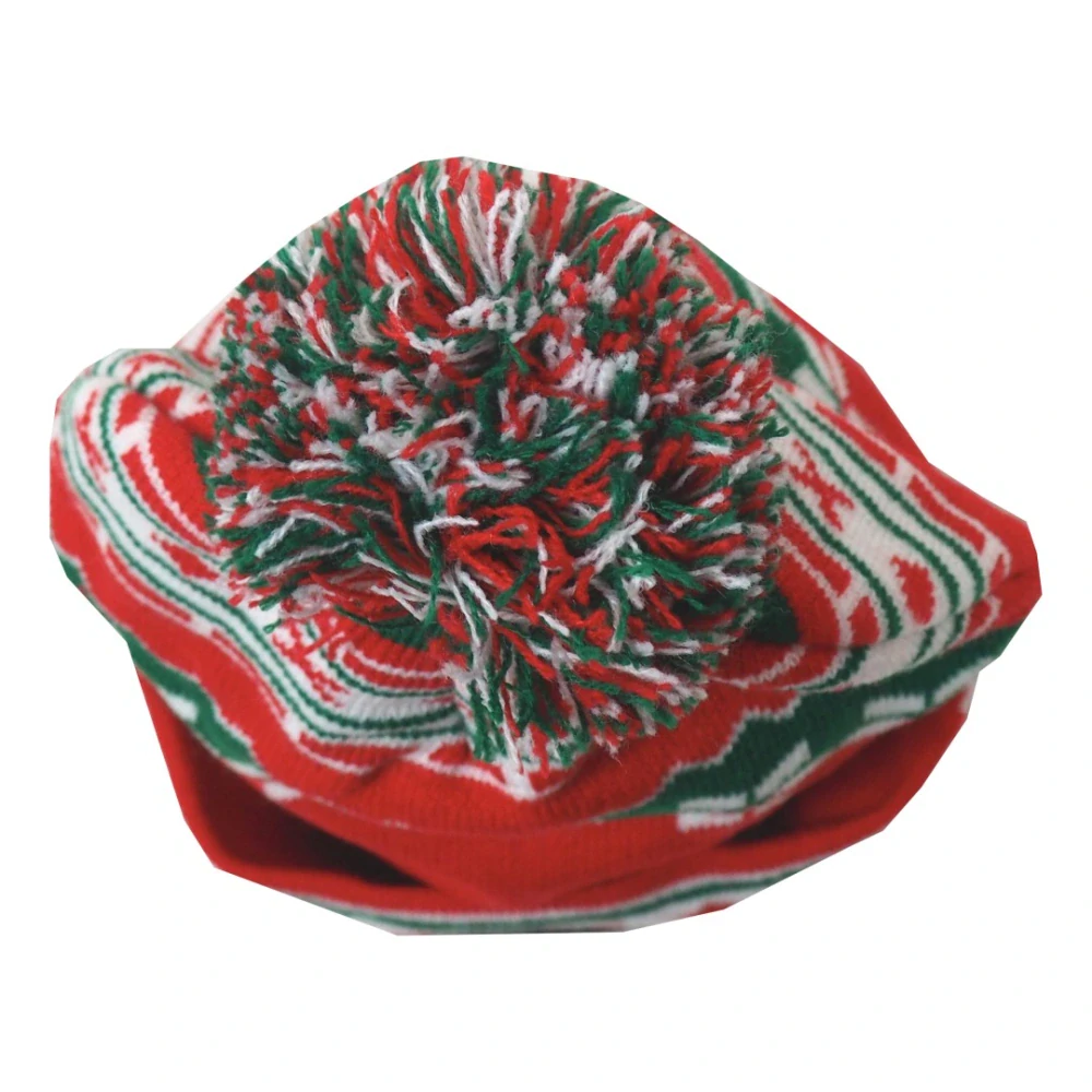 LED čepice X‑mas L s čelovkou, červeno‑zelená