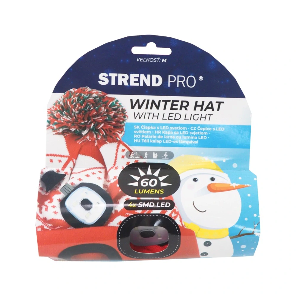 Dětská čepice s LED světlem X-mas Kids, vel. M, červená