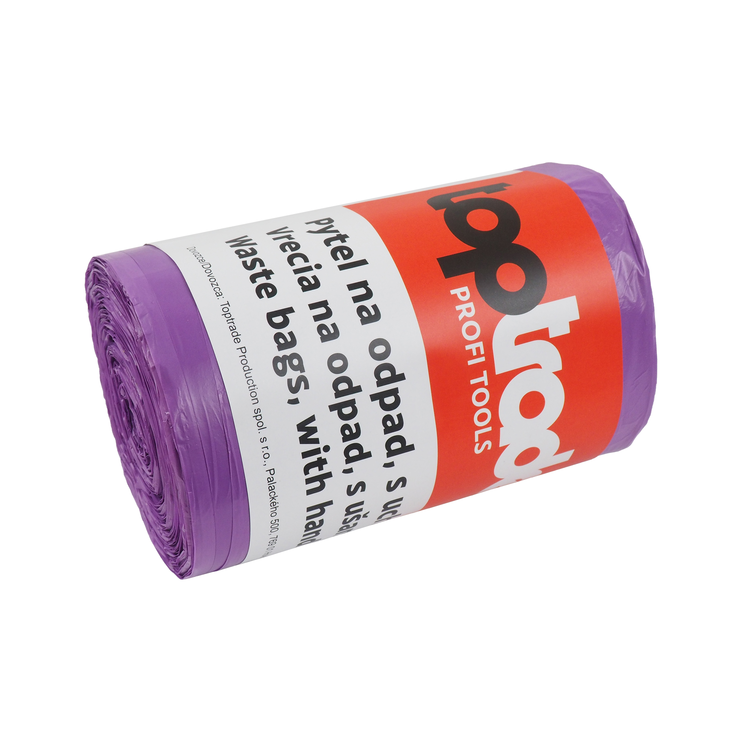 TOPTRADE pytel na odpad, balení 60 ks, 14 µ, s uchy, 60 l
