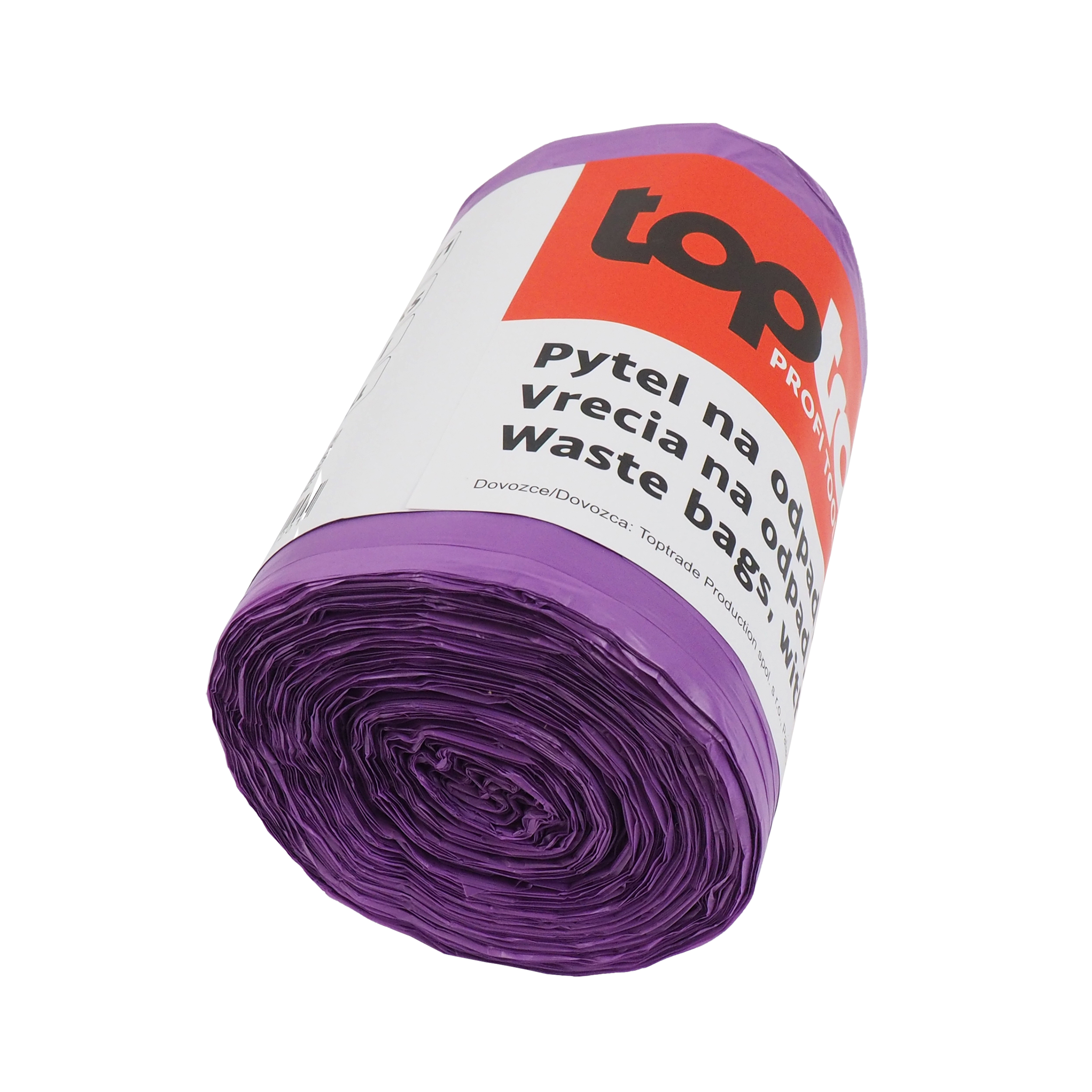 TOPTRADE pytel na odpad, balení 60 ks, 14 µ, s uchy, 60 l