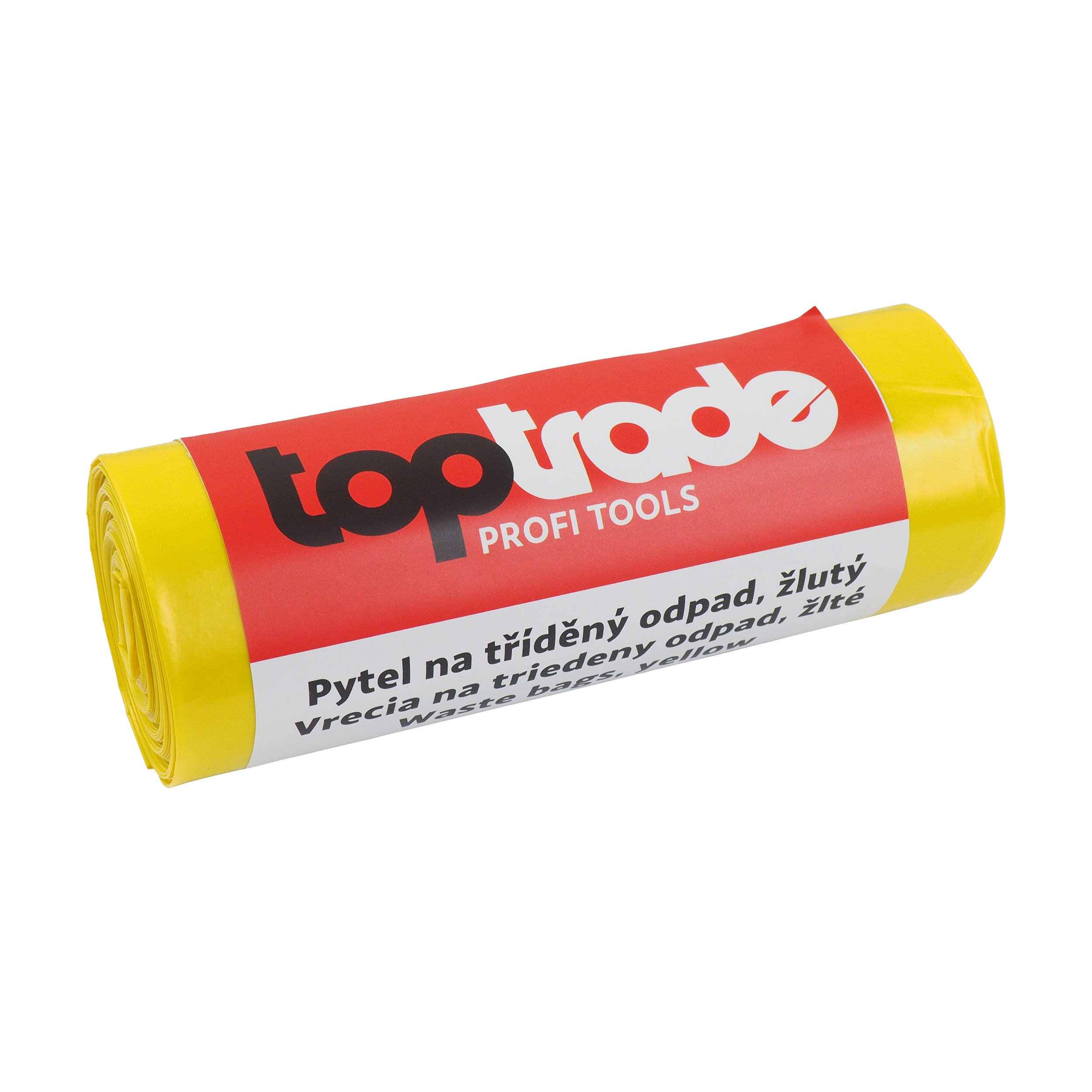 TOPTRADE pytel na tříděný odpad, recyklační, žlutý, balení 8 ks, 40 µ, 120 l