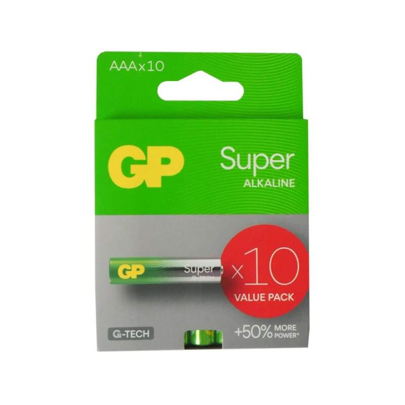 GP Super Alkaline AAA (LR03) baterie, 10 ks, 1,5 V (mikrotužkové alkalické, nenabíjecí)