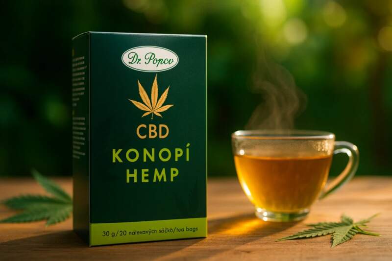 Konopný čaj s CBD do 4 % 30 g (20 sáčků) – Dr. Popov (Bylinný čaj z konopí setého. Balení 30 g = 20 nálevových sáčků. Doplněk stravy.)