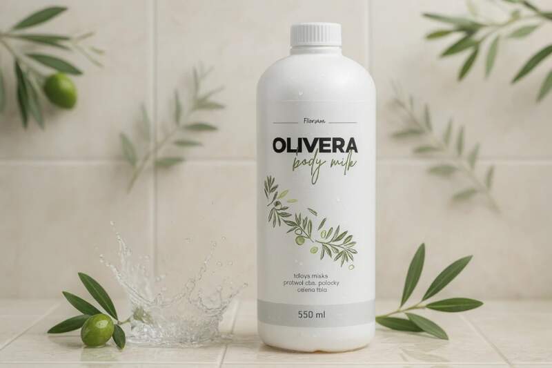 Levně Olivera Body Milk – hydratační tělové mléko 550 ml (Jemné tělové mléko pro každodenní péči o pokožku celého těla. Obsahuje olivový a mandlový olej, panthenol a extrakt z kořene konjaku. Velké balení 550 ml, k dispozici je i pumpička k dokoupení.)