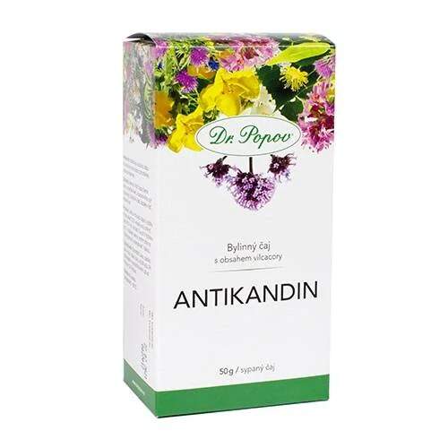 Levně Antikandin – sypaný bylinný čaj, 50 g (Dr. Popov) (Pro normální trávení (heřmánek a pýr).)