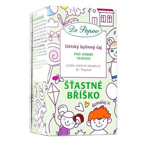 Levně Šťastné bříško – dětský bylinný čaj, 30 g (Dětský čaj pro pohodové trávení, krabička s omalovánkami)