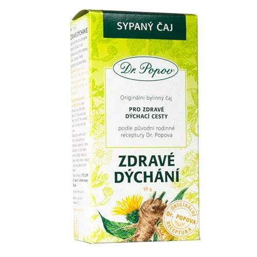 Levně Dr. Popov Zdravé dýchání, sypaný bylinný čaj 50 g (Směs 8 bylin pro přirozenou podporu dýchacích cest; fenykl napomáhá uvolňování hlenu.)