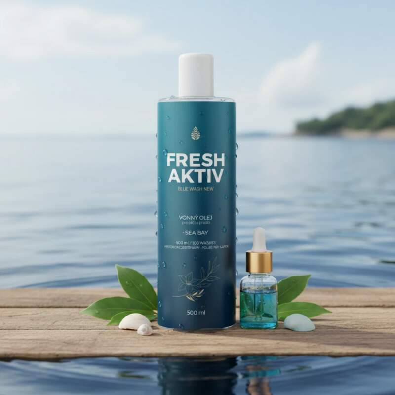 Levně Fresh Aktiv vonný olej na praní – Sea Bay, 500 ml (Koncentrovaný vonný olej do praní se svěží mořskou vůní Sea Bay. Dávkuje se do přihrádky na aviváž, běžně 5 ml na jedno praní.)