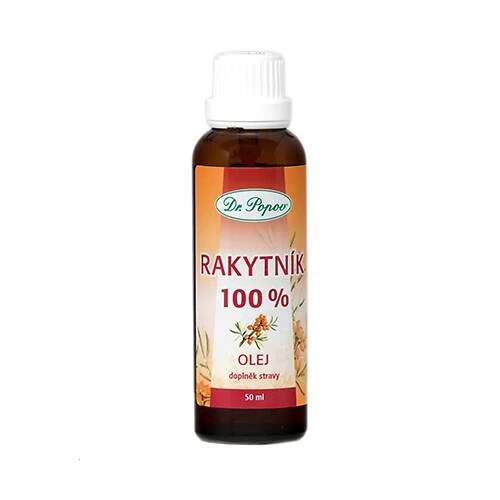 Levně Rakytníkový olej 100% Dr. Popov, 50 ml (Doplněk stravy. 100% olej z rakytníku řešetlákového pro vnitřní i vnější užití. Balení 50 ml.)