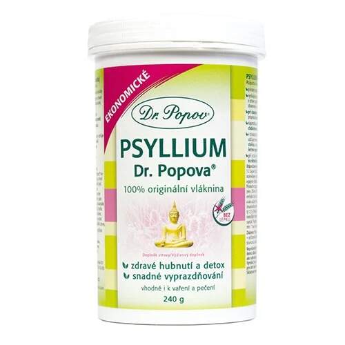 Levně Dr. Popov Psyllium 240 g – rozpustná vláknina (Podporuje normální trávení a pravidelnou stolici. Bez lepku, pro vegany.)