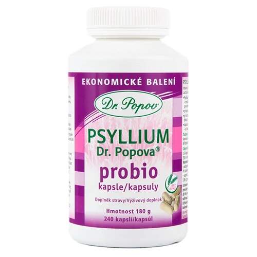 Levně Psyllium Dr. Popova PROBIO kapsle 240 ks (Ekonomické balení vlákniny s probiotiky pro podporu trávení a střevní mikroflóry.)