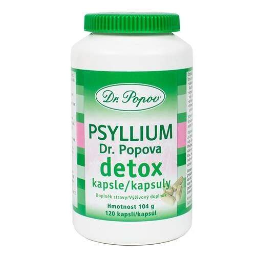 Levně Psyllium Dr. Popova Detox kapsle, 120 ks (Rozpustná vláknina v kapslích pro každodenní podporu trávení a střevní pohody.)
