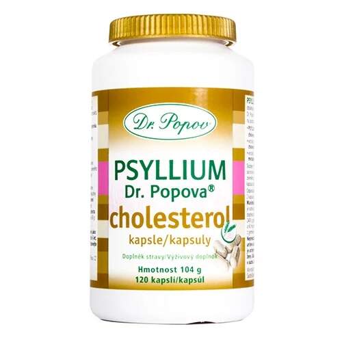 Levně Psyllium Dr. Popova Cholesterol kapsle, 120 ks (Pohodlný příjem vlákniny v kapslích.)