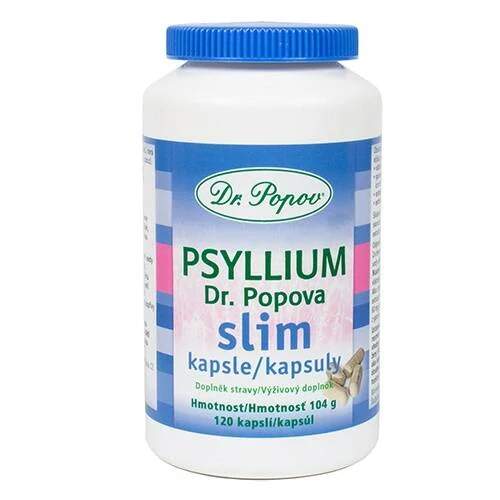 Psyllium Dr. Popova SLIM kapsle 120 ks (Vláknina s rostlinnými extrakty pro sytost a podporu trávení)
