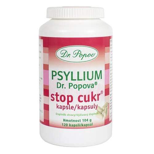 Levně Psyllium Dr. Popova STOP CUKR – 120 kapslí (Psyllium a chrom. Pro pocit sytosti; chrom přispívá k udržení normální hladiny glukózy v krvi.)