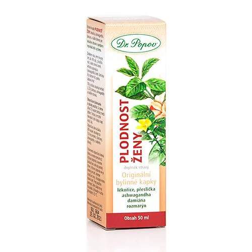 Levně Plodnost – ženy, bylinné kapky 50 ml (Směs drmku, řebříčku, kontryhele a jetele. Tinktura v 40% alkoholu. Doplněk stravy.)