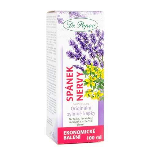 Levně Dr. Popov Spánek & Nervy – bylinné kapky 100 ml (Pro relaxaci a klidný spánek. Třezalka, meduňka, levandule. Doplněk stravy.)