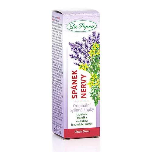 Levně Dr. Popov Spánek & Nervy – originální bylinné kapky, 50 ml (Pro relaxaci a kvalitní spánek. Třezalka, meduňka, levandule, srdečník a chmel. Doplněk stravy.)