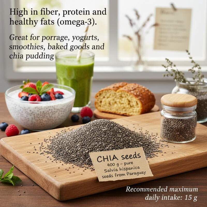 Levně Chia semínka 400 g – Paraguay (Salvia hispanica, semena šalvěje hispánské, EAN 8594008802237)