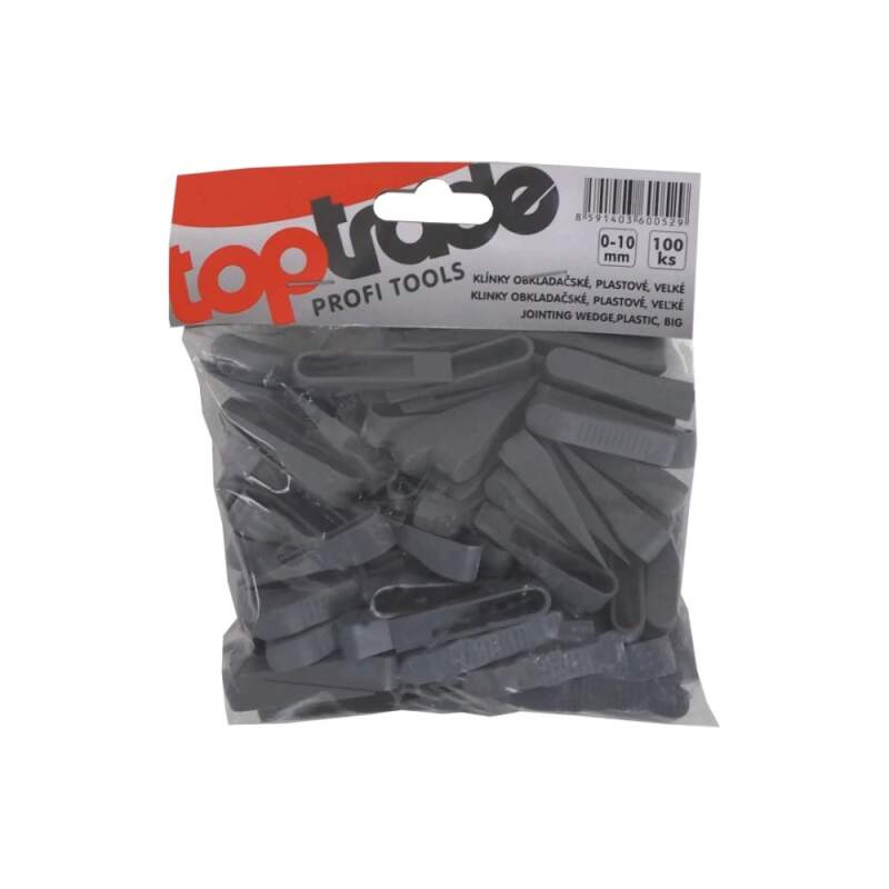 Levně TOPTRADE klínky spárovací velké 0–10 mm, 100 ks (Plastové klínky pro obklady a dlažbu)