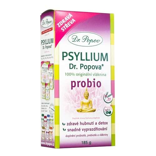 Levně Dr. Popov Vláknina Psyllium PROBIO 185 g (Rozpustná vláknina s prebiotickou a probiotickou složkou)