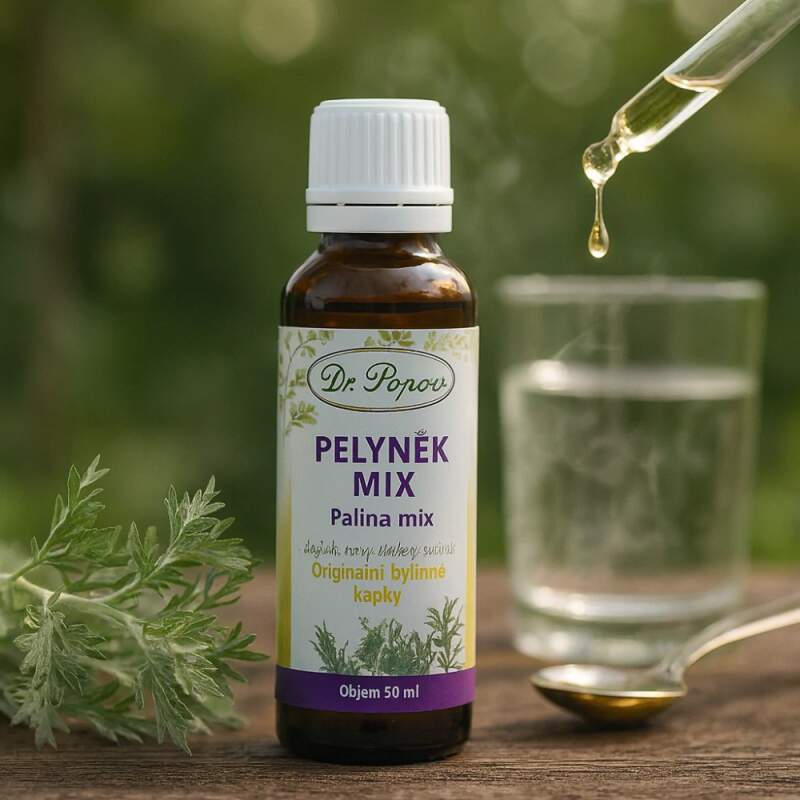 Levně Pelyněk MIX – originální bylinné kapky 50 ml | Dr. Popov (Hořčiny pro podporu trávení a tvorbu žaludečních šťáv. Doplněk stravy.)