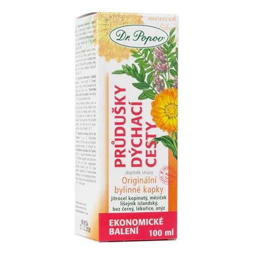 Levně Průdušky – dýchací cesty, bylinné kapky 100 ml (Bylinné kapky s lípou, eukalyptem, jitrocelem, přesličkou a tymiánem. Doplněk stravy.)