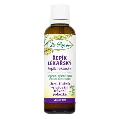 Levně Řepík lékařský – bylinné kapky Dr. Popov 50 ml (Tinktura z řepíku pro trávení a normální činnost jater a žlučníku. Doplněk stravy.)