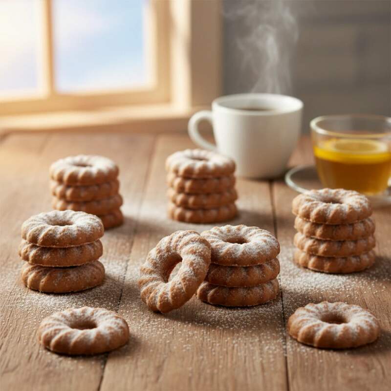 Kakaové věnečky 700 g (7×100 g) – kakaové sušenky obalované cukrem (7×100 g, cca 7 % cukrový posyp)