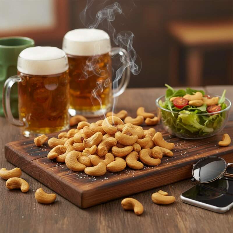 Levně Kešu jádra pražená uzená 400 g (Kešu jádra pražená, jemně solená s uzenou příchutí – balení 400 g)