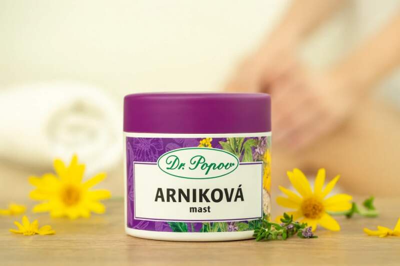 Levně Dr. Popov Arniková mast 50 ml (Bylinná mast pro masáž namáhaných svalů a kloubů. Zjemňuje a zvláčňuje pokožku.)