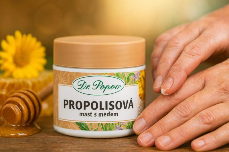 Levně Dr. Popov Propolisová mast s medem 50 ml (Zklidnění po slunění, promaštění a změkčení ztvrdlé kůže na rukou a patách.)
