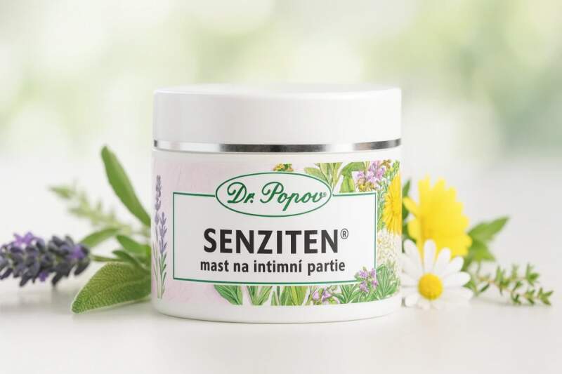 Dr. Popov Senziten – mast na intimní partie 50 ml (Jemná péče o zevní intimní partie a kožní záhyby. Vhodná i při zapařeninách.)