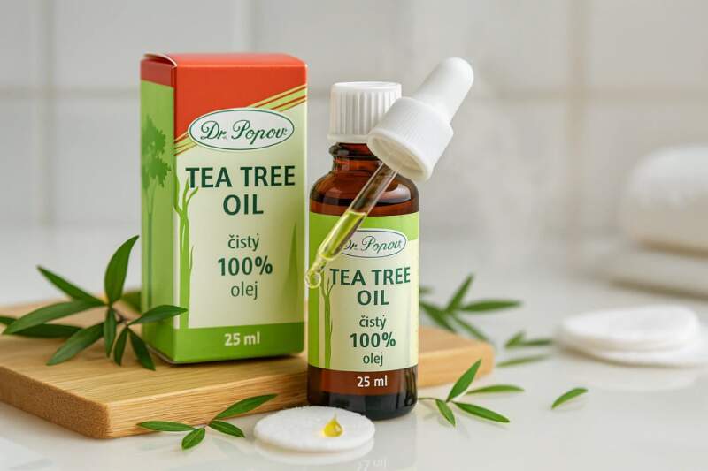 Levně Dr. Popov Tea Tree Oil 100% – čistý olej z čajovníku, 25 ml (100% Melaleuca alternifolia pro lokální péči o problematickou pokožku.)