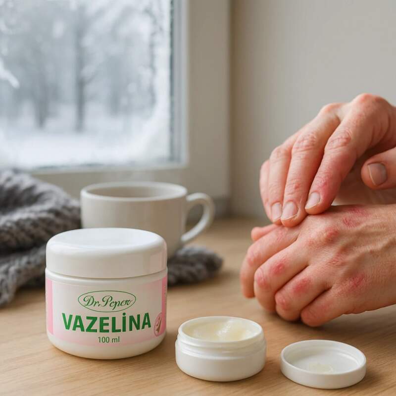 Levně Kosmetická vazelína s vitamínem E Dr. Popov 100 ml (Na suchou, drsnou a popraskanou pokožku rukou, loktů a pat. Ochranný film proti mrazu a větru.)