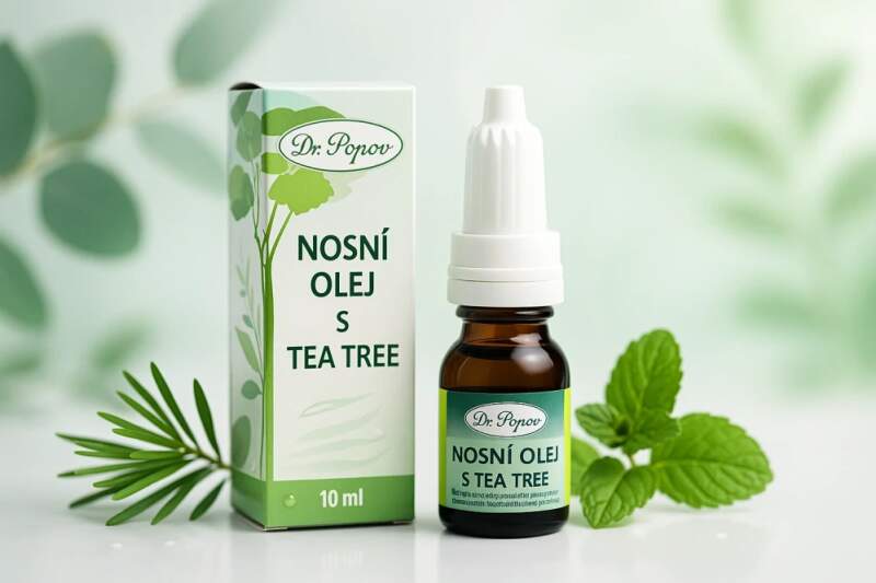 Levně Dr. Popov Nosní olej s Tea Tree 10 ml (Péče o nos při rýmě. Tea tree + máta + eukalyptus + borovice.)