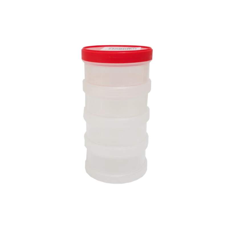Levně Plastový šroubovací box s víkem, 5 misek, Ø 95 × 210 mm (PP kopolymer, červené víčko)