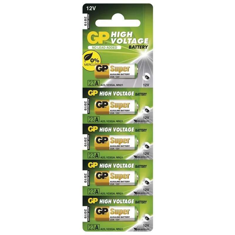Levně GP 23AE 12V alkalická baterie – blistr 5 ks (A23/MN21) (Kapacita 55 mAh, řada High Voltage, do dálkových ovladačů a zvonků)