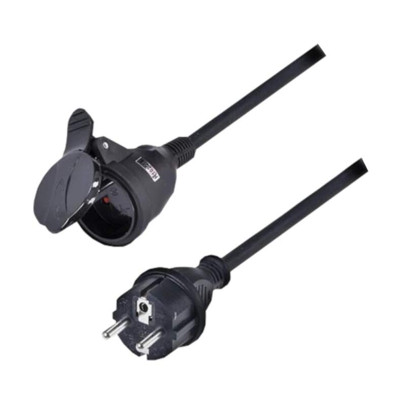 Levně Prodlužovací přívod se spojkou 20 m, 1× zásuvka, IP44, H05RR‑F3, 3×1,5 mm², 230 V/16 A, černý (gumový kabel s krytkou, max. 3680 W)