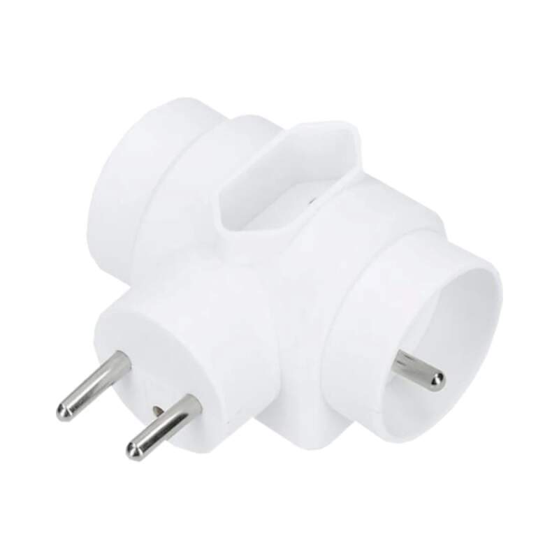 Levně Zásuvka rozbočovací bílá 230 V, 1× 2,5 A + 2× 10 A (Adaptér do zásuvky, bílá)