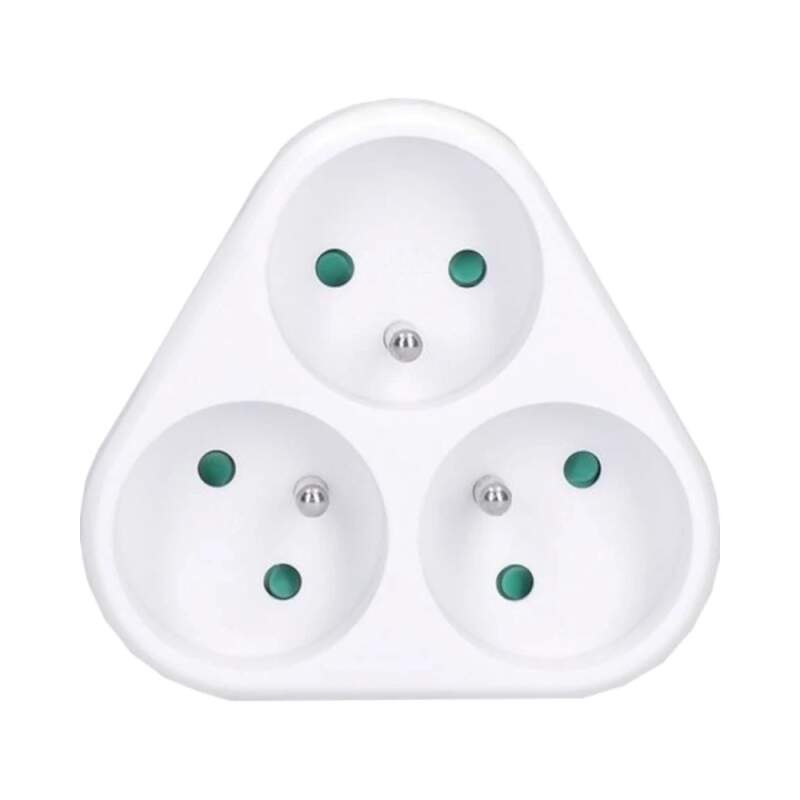 Levně Rozbočovací zásuvka, 3 zásuvky, 230 V~/10 A, trojúhelník, bílá (3 zásuvky, 230 V~, dětská pojistka, vnitřní použití)