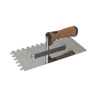 TOPTRADE hladítko nerezové, s EKO rukojetí, zub 10 mm, 270 x 130 mm, profi