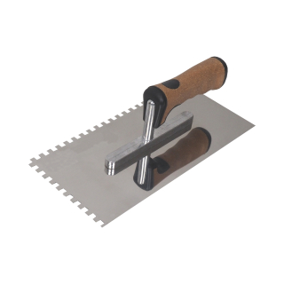 TOPTRADE hladítko nerezové, s EKO rukojetí, zub 6 mm, 270 x 130 mm, profi