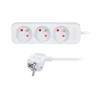 Prodlužovací přívod, 3 zásuvky, 2 m, 3×1 mm², bílý, 10 A