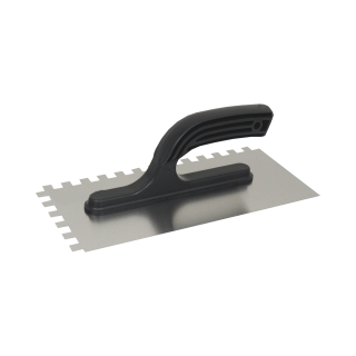 TOPTRADE nerezové hladítko 270×130 mm, zub 8 mm, plastová rukojeť – hobby