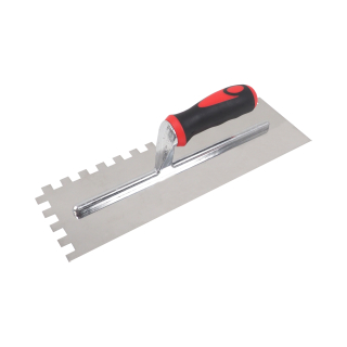 TOPTRADE hladítko nerezové, zub 12 mm, 360 × 120 mm, pogumovaná rukojeť